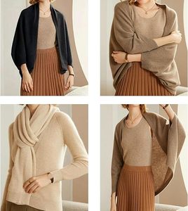 Bufanda <span class=keywords><strong>chal</strong></span> de punto cálido de lana 100% de calidad, cárdigan de doble propósito, suéter para mujer <span class=keywords><strong>con</strong></span> mangas - Product Image 3