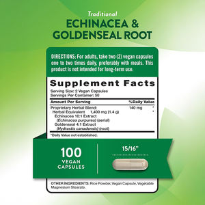 แคปซูลสมุนไพร Echinacea และ Goldenseal 1400มก. สารต้านอนุมูลอิสระสำหรับผู้ใหญ่ - Product Image 5