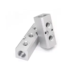 एयर वायवीय एल्यूमीनियम कई गुना ब्लॉक 3/8 "इनलेट X 1/4" आउटलेट