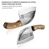 Couteau de chef de cuisine Full Tang Couperet à viande en acier à haute teneur en carbone Lame extra large Manche en bois massif Outil de cuisson