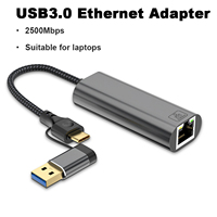 Adaptador USB C a Ethernet de 2500/1000/100Mbps, 2,5 Gbps, 2 en 1, a 2,5G USB, adaptador Ethernet, convertidor de red de a RJ45