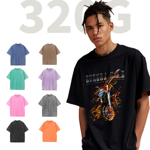 Camiseta del equipo Shengshi, lavado de ropa, cuello redondo Regular, 320g, algodón suave, Retro, diario, con estampado personalizado, camiseta al por mayor a granel para hombres - Product Image 1