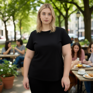 T-shirt da donna taglie forti Louis Luna, girocollo, manica corta, L XL 2XL 3XL, top casual in cotone H7020-2 - Product Image 2