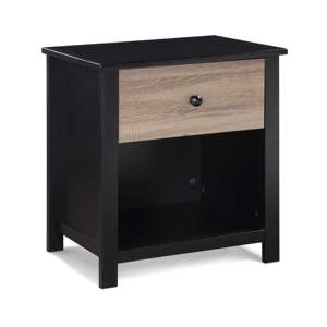 DB Connelly Mesita de noche de lujo moderna de madera maciza negro/nogal vintage con estilo de panel para dormitorio o baño en apartamentos - Product Image 3