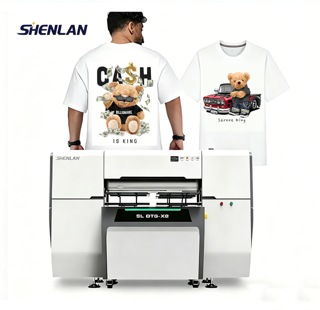 Guangzhou Manufacturer SHENLAN DTG Inkjet Printer White Ink High-Accuracy T-shirt Printing Machine 80pcs/h