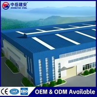 Atelier en structure métallique préfabriquée robuste Q355B à faible teneur en carbone Zhongyue avec services de soudage, découpe et pliage