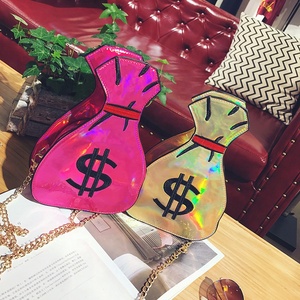 Nuevo creativo dólar forma láser crossbody <span class=keywords><strong>bolsa</strong></span> Mini lindo cadena de oro bolso damas dinero monedero de la moneda - Product Image 5