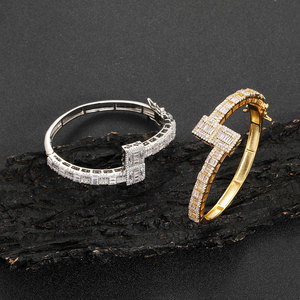 Hip Hop <b>Bangles</b> T Square Zircon Men's and Women's Couple <b>Bangles</b> Personalized Fashion Bronze Zircon Men's Bracelet - Product Image 4
