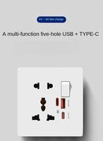 Prises murales durables à écran tactile 20W à charge rapide 10A en PC, universelles 5 broches, prises électriques murales UK AC