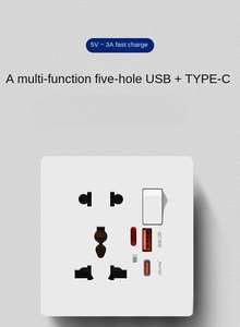 Enchufes de Pared Duraderos, 20W Carga Rápida, 10A, Material de PC, Enchufe Universal de 5 Pines, Toma de Corriente Eléctrica de Pared para Reino Unido, CA - Product Image 5