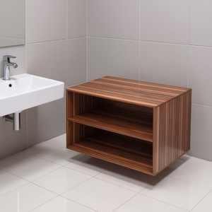 Comptoir modulaire à compartiment ouvert 110x55x H 55 Blanc brillant Meuble de rangement pour salle de bain - Product Image 3