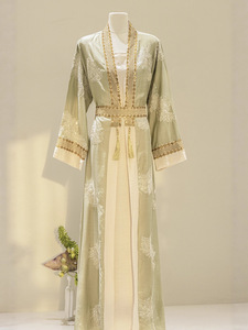 Nuovi turbanti in poliestere per donne musulmane, stile mediorientale ed europeo, con stampa floreale dorata, Abaya Dubai. - Product Image 4