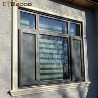 Fenêtre à battant en bois revêtue d'aluminium à double vitrage de style moderne Écrans invisibles résidentiels pour villas Persienne en alliage d'aluminium