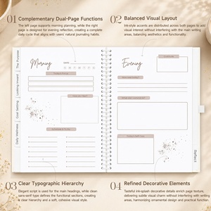Agenda <span class=keywords><strong>de</strong></span> bien-être personnalisé avec reliure spirale en PU texturé blanc, dorure à chaud, avec bande élastique, pour 2026 et 2027 - Product Image 4