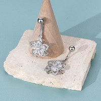 Lingchee Acier Inoxydable Double Dévisser Nombril Piercing Zircon Clair BBN Nombril Anneaux Hypoallergénique Piercing Bijoux