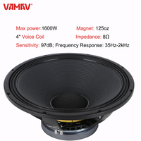 VAMAV 18TBX100 Caisson de basses en ferrite de 18 pouces 800W 4 "à bobine vocale Caisson de basses en aluminium Caisson de basses PA Haut-parleur DJ professionnel 8Ohm 125Oz
