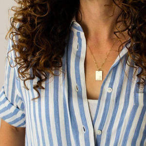 Collier pendentif rectangulaire personnalisé en acier inoxydable – Nom, date, texte, citations et mots significatifs gravés – Cadeau de bijoux - Product Image 5