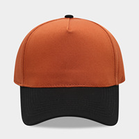 Casquettes de baseball promotionnelles vierges en stock, 5 panneaux, unisexe, bicolores, style vintage, visière incurvée, broderie, sportives et formelles