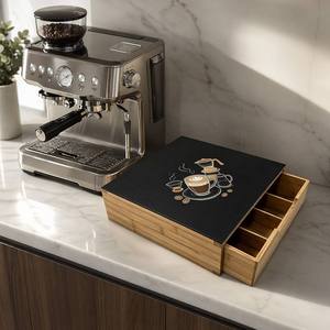 Support à capsules de café en bambou de qualité supérieure avec tiroir coulissant fluide, organisateur de <span class=keywords><strong>rangement</strong></span> empilable pour station <span class=keywords><strong>Nespresso</strong></span> - Product Image 5
