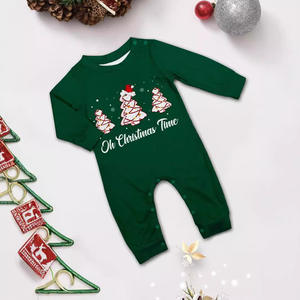 Arbre de Noël vert et bonhomme de neige imprimé ensemble de pyjamas parent-enfant hiver Homewear familles de trois <span class=keywords><strong>ou</strong></span> quatre pour les filles - Product Image 6