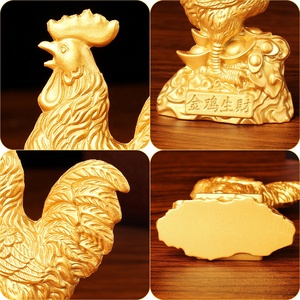Yuanbao du zodiaque chinois, coq, décoration de bureau à domicile, porte-bonheur et Ruyi, Yuanbao en cuivre, coq doré, générateur de richesse - Product Image 5