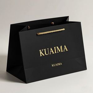Bolsa de Papel Negra de Lujo KM Wholesale, Impresión de Logotipo Personalizado, Empaque de Regalo de Lujo para Compras con Logotipo Propio - Product Image 2