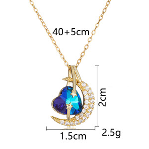 Collier Pendentif Sportif en Cuivre et Cristal Synthétique Ocean Heart, Chaîne de Clavicule en Bambou pour Femme, Luxe Léger et Niche, Rose d'Amour - Product Image 5