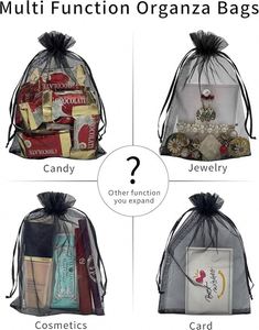 Premium Custom Personalized Organza Bags Bulk Custom Logo <b>Drawstring</b> Jewelry <b>Pouches</b> Sheer Mesh Gift Bag Wedding Party Brand - Product Image 4