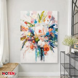 Grand <span class=keywords><strong>bouquet</strong></span> <span class=keywords><strong>de</strong></span> pivoine tridimensionnel personnalisé <span class=keywords><strong>peinture</strong></span> à l'huile Style <span class=keywords><strong>moderne</strong></span> peint à la main toile murale pour décoration murale - Product Image 2