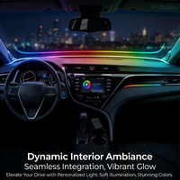 Bande LED RGB pour pare-brise avant, éclairage d'ambiance central, sans câblage, contrôle par application, lumière décorative modifiée pour voiture