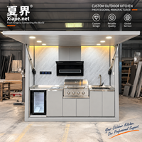 Cuisine mobile extérieure sur mesure, directement de l'usine, avec réfrigérateur intégré, bar de cuisine de jardin et îlot barbecue modulaire pour fêtes en cour