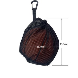 Bolsa de malla portátil para pelotas con cierre de cordón para almacenamiento de baloncesto, voleibol y fútbol, ​​incluye gancho de mosquetón para colgar - Product Image 5