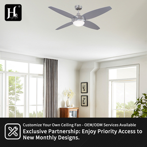 Ventilateur de plafond extérieur gris avec lumière, ventilateur moderne de 52 pouces avec moteur DC réversible, adapté pour patio et chambre à coucher - Product Image 5