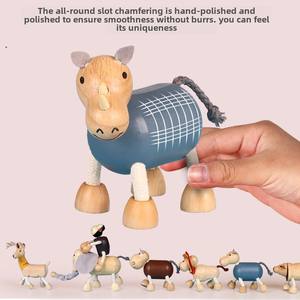 Simulazione creativa animale modello ornamento Set bambole 18 tipi di legno semplice moderno legno solido bambini giocattoli cognitivi - Product Image 4