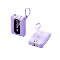 Nouvelle batterie externe portable 10000mAh avec écran LED, charge rapide 10W, entrée USB, sortie Type-C, câbles intégrés pour téléphones