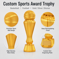 Trofeo de Baloncesto de Resina Personalizado con Acabado en Oro, Plata y Bronce, Premio de Campeón Personalizado, Regalo para Torneos al por Mayor