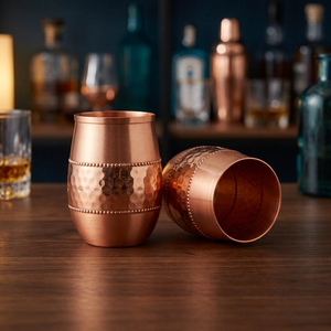 Premium Eco-Friendly Modern Checkered Pure Copper Tumbler 350ml Geometric <b>Grid</b> Pattern Handcrafted Water Bottles Office Gym - Product Image 3