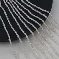 Perles Keshi en vrac, semi-finies, couleur blanche, 3-4 mm, perles baroques d'eau douce, brin de perles en vrac pour le bricolage, vente en gros