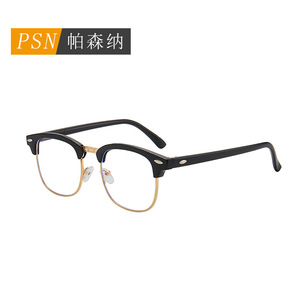 Lunettes anti-lumière bleue demi-cerclées Psn, montures optiques rondes unisexes 3016, légères, motif uni - Product Image 2