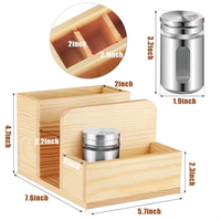 Organisateur de couteaux et d'épices multifonctionnel portable en bambou massif moderne, boîte de rangement de cuisine rectangulaire de bureau, finition brillante 1-3L