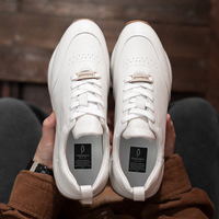 Chaussures de sport épaisses pour hommes, logo personnalisé, confortables, blanches, en cuir, chaussures de course athlétiques, baskets