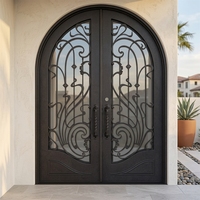 Porte d'entrée en fer forgé décorative / Porte en fer simple et double