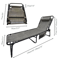 Chaise longue pliante, chaise de bronzage pour patio, chaise inclinable à 4 positions réglables pour la plage, le camping, la cour, la randonnée