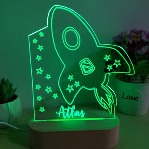 Rocket Luz de noche personalizada Luz de noche para niños Lámpara de letrero con nombre de bebé Regalo de habitación de guardería Lámpara de acrílico 3D - Product Image 5