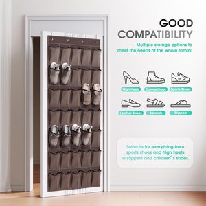 Over The Door <b>Shoe</b> Organizer 35 Pockets Breathable Mesh Hanging <b>Storage</b> For <b>Shoes</b> Behind Doors On Walls Coffee Color - Product Image 2