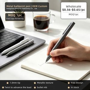 Bolígrafo de Metal Negro Mate Gris de Alta Calidad con Logotipo Personalizado, Ancho de Escritura de 1.0 mm, Grabado Láser, Tinta Negra/Multicolor - Product Image 2