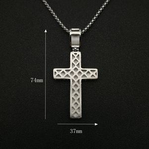 yunnique <b>Cross</b> Pendant Necklace Stainless Steel Pave Setting Rhinestone Unisex Gift Jewelry - Product Image 5