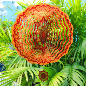 Nuevas Decoraciones Navideñas, Molinillo de Viento Metálico para Jardín, Adorno de Crisantemo Naranja, Molinillo de Viento 3D Grande - Product Image 5