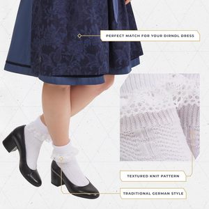 Chaussettes courtes en dentelle blanche pour femmes, style bavarois, en coton et fibre de bambou, tricotées - Product Image 4
