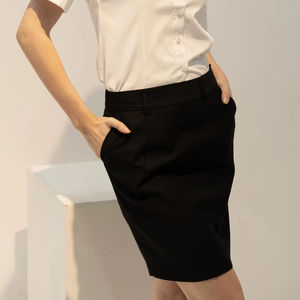 กระโปรงมินิสั้นผ้าขนสัตว์คลาสสิกสำหรับผู้หญิง สไตล์บริษัท ทอแน่น วัสดุไม่ถักทอ ชุดเดรสทางการ - Product Image 5